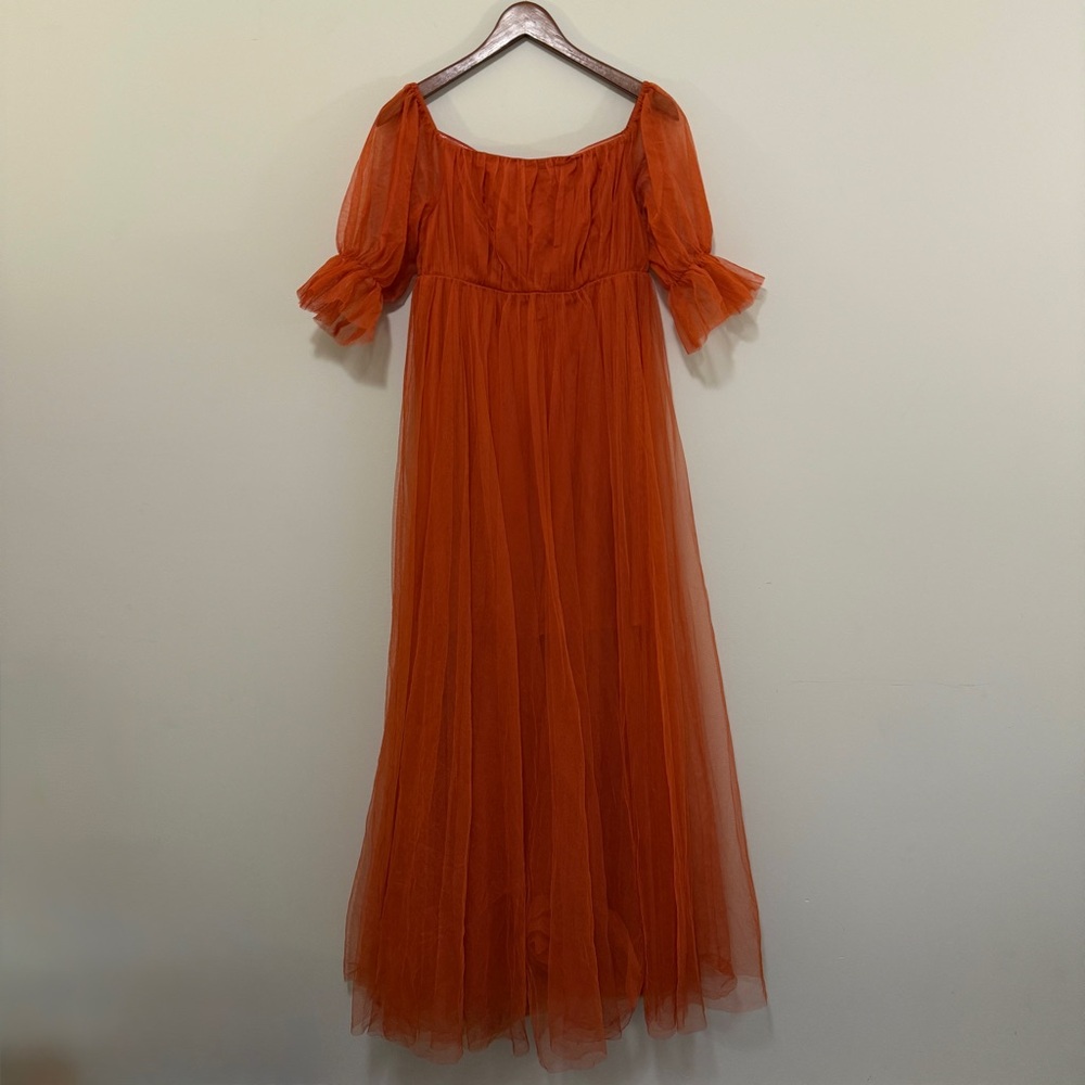 Maternity Maxi Dress SMALL Photoshoot Baby Shower Gender Reveal Earthy Ethereal - Picture 4 of 16